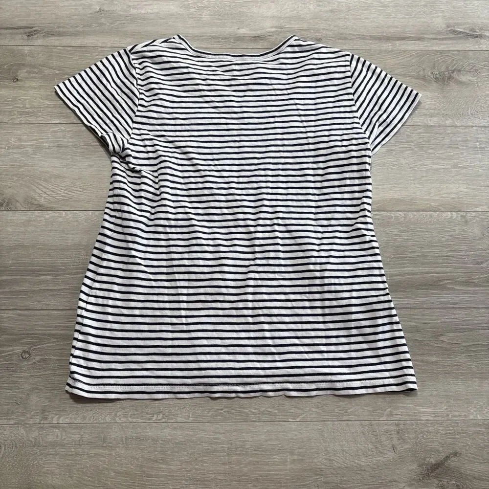 J.Crew Studio Tee Striped T-Shirt Women’s Medium White Navy Short Sleeve Top